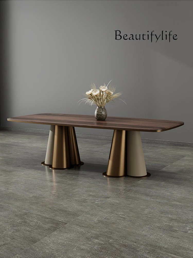 Italian Minimalist Solid Wood Dining Table Modern Light Luxury Living Room Home Designer Model Long Table