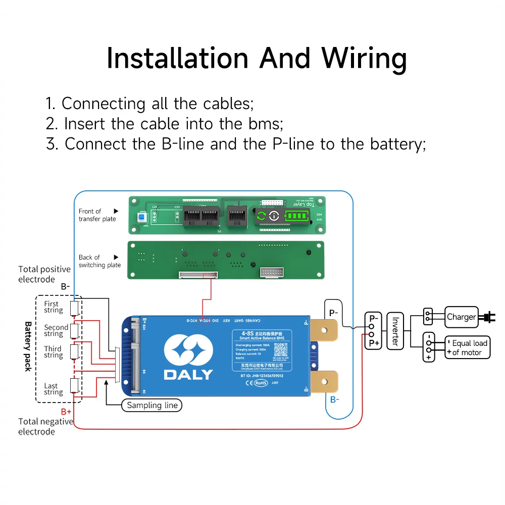 Daly Balance Smart Bms Accessories Wifi BT Module LCD Display Screen CANBus UART 485 Converter Bms Lifepo4 16s 48v