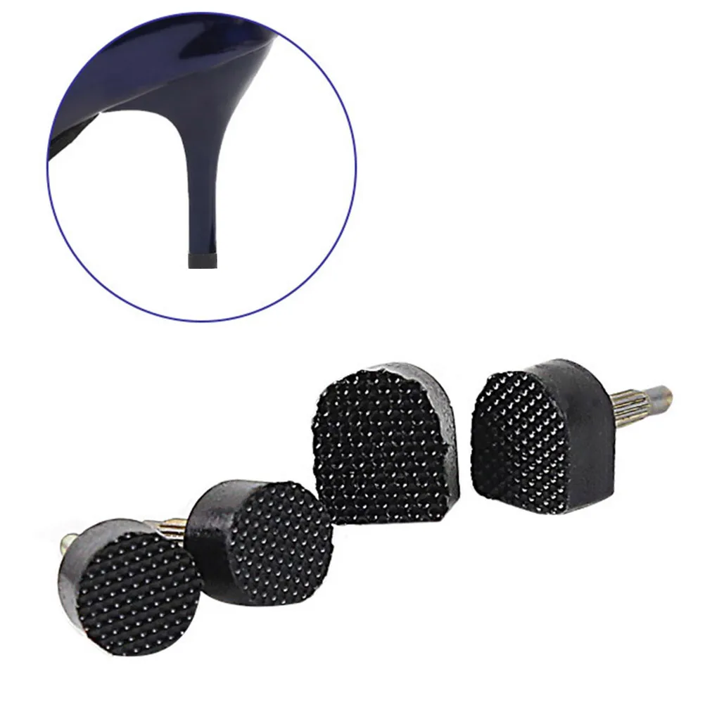 

30pcs Heel Tips Replacement Caps Tpu Iron Durable Anti-Slip For Replacement Tap Shoe High Heel Repair Black Assorted Size