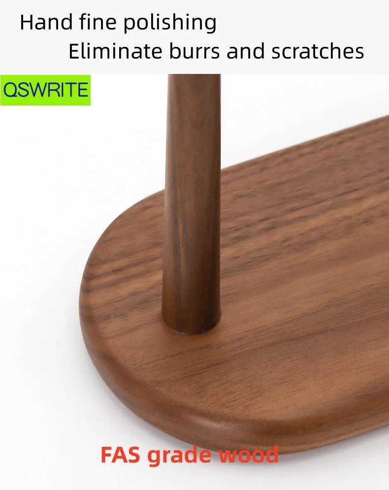 QSWRITE dual headphone holder walnut wood two headphone hanger minimalist rack support headset control storage solid wood rack