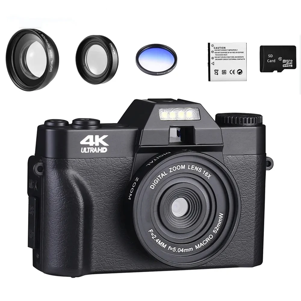 HD Digital Photography Mirrorless Camera 4K WIFI Web Cam Vintage Vlog Video Recorder YouTube 48MP Camcorder Suitable Home Travel