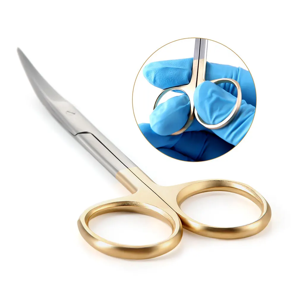 AZDENT Forbici chirurgiche dentali Punta dritta Punta curva 11,5 cm Pinze chirurgiche in acciaio inossidabile Autoclave Strumenti per dentisti