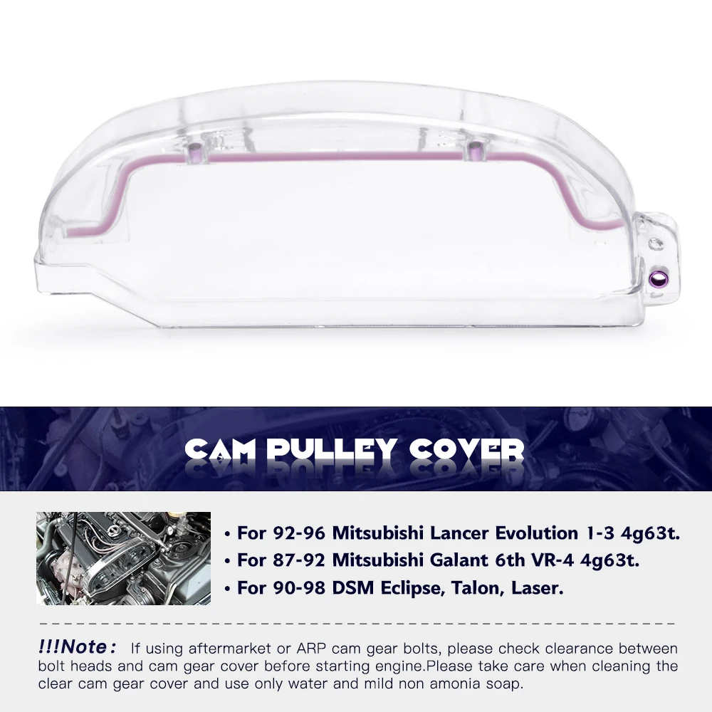 Clean Cam pulley Cover For 92-96 Mitsubishi Lancer EVO 1-3/DSM 4G63 4G63T  Clear Pulley Cover Cam Cover Timing Belt