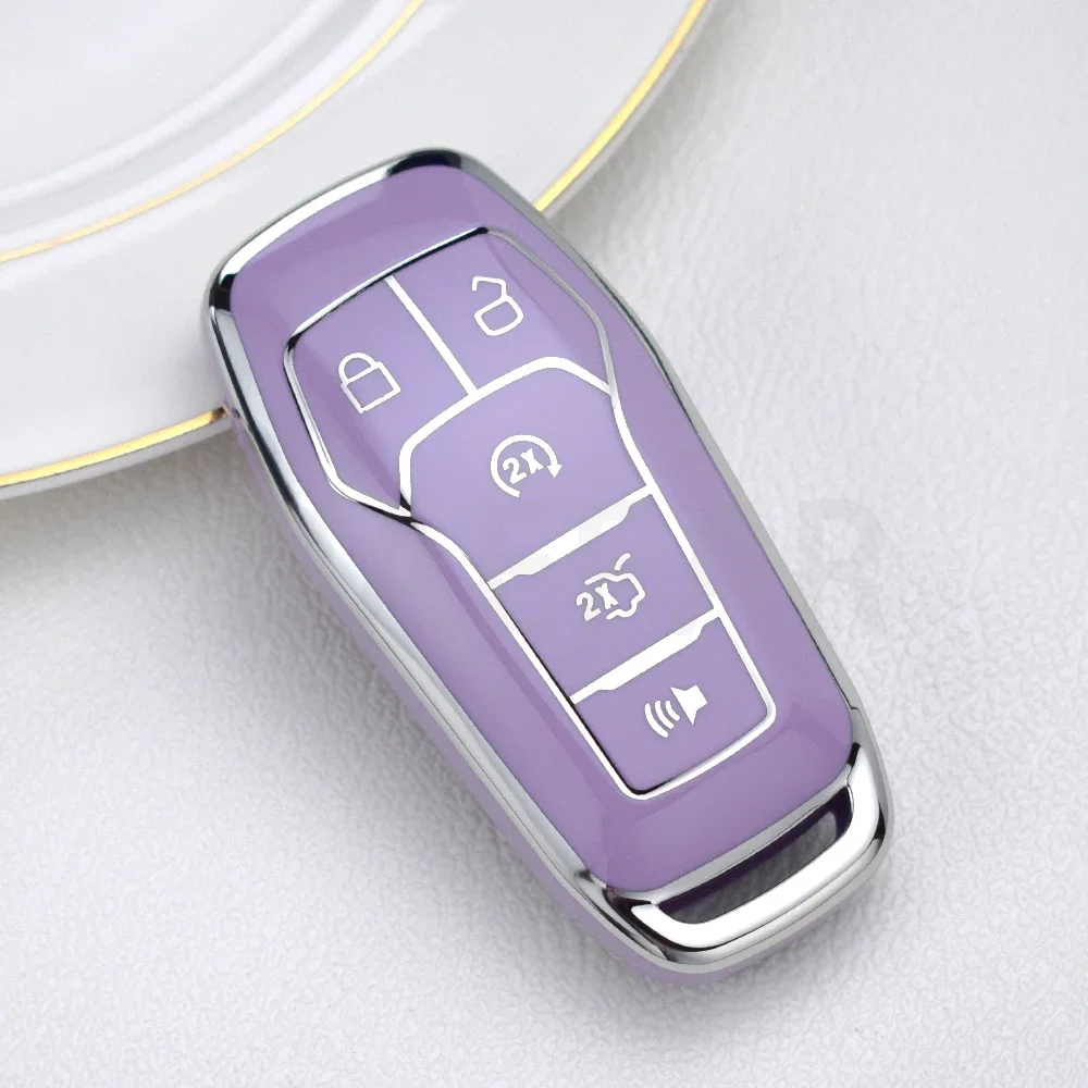 TPU Silver Gold Line Key Cover Case for Ford Fusion Mondeo Mustang F-150 Explorer Edge 2015 - 2020 Key Protection Shell Fob