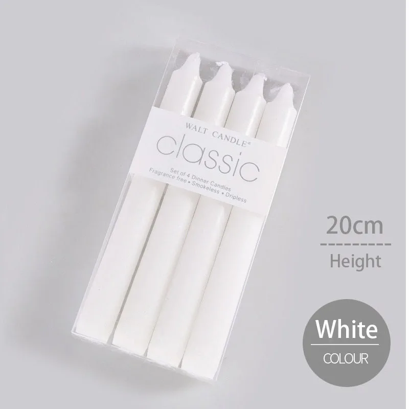 4PCS Flameless Paraffin Wax Candle Pillar Decoration Candle for Home Party Wedding Valentine's Day Ivory White Stick Candle