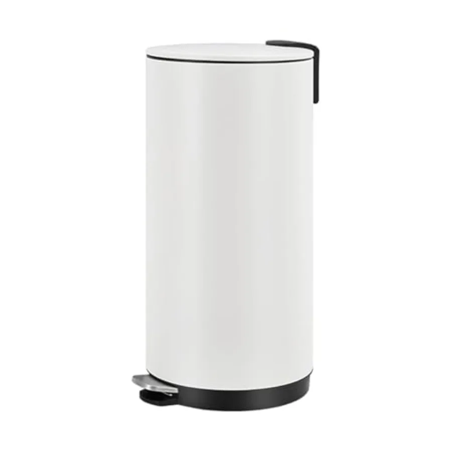 

Round Trash Can 8 Gal/30L Stainless Steel Waste Bin with Soft-Close Lid and Removable Inner Bucket White Step-on Kitchen Office