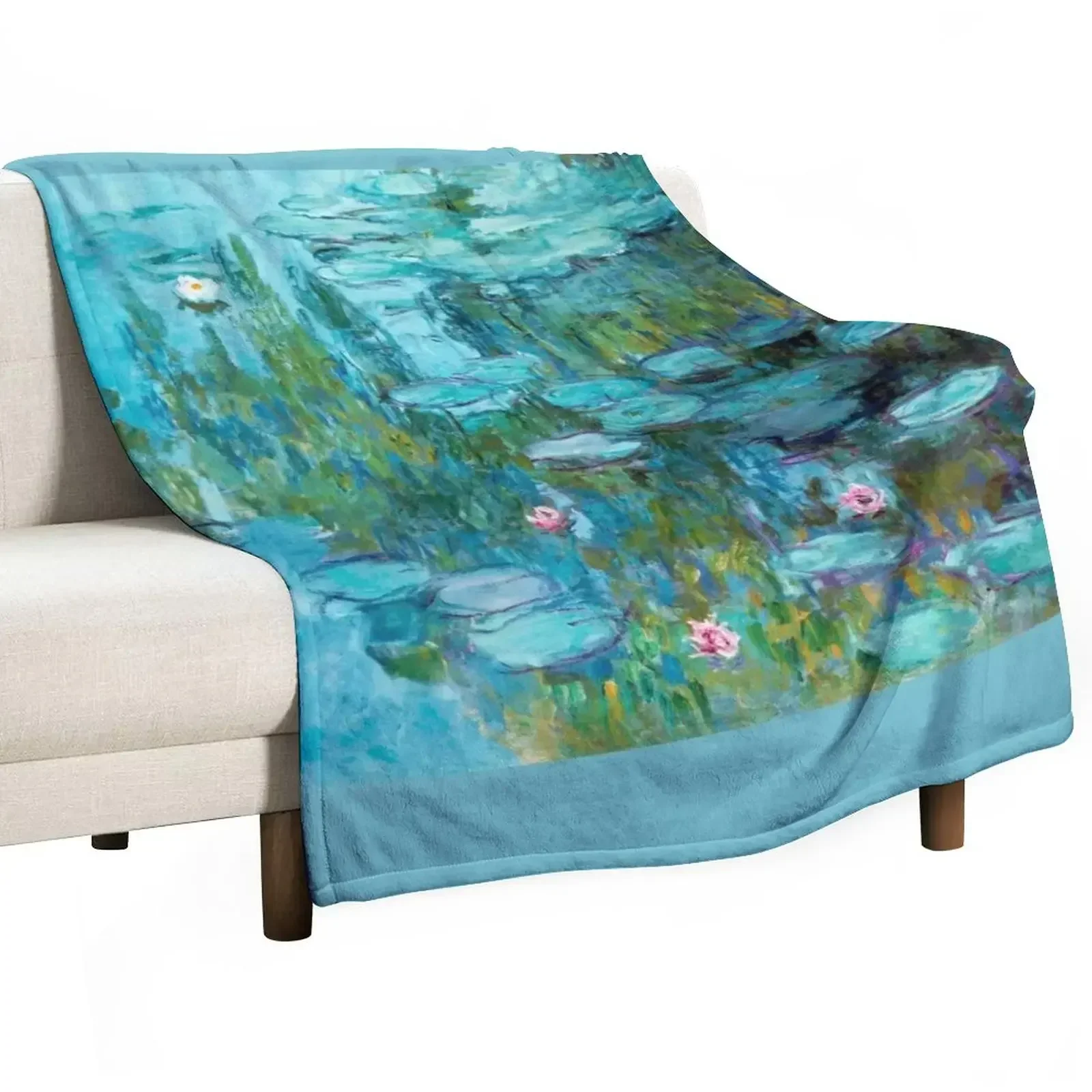 Claude Monet - Water Lilies - Nympheas Throw Blanket For Decorative Sofa Plaid blankets ands Sleeping Bag Blankets