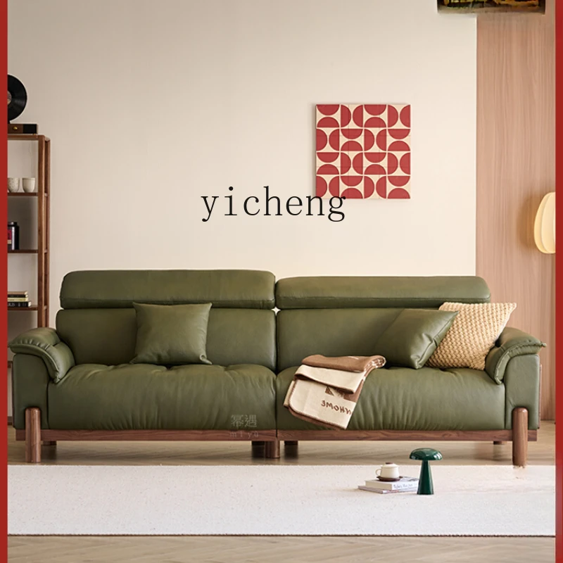 H3-19 Sofa aus massivem schwarzem Walnussholz, 2,9 Meter, verstellbares Sofa für Zuhause, Wohnzimmer, gerade Reihe, hohe Rückenlehne, Kunstleder-Sofa