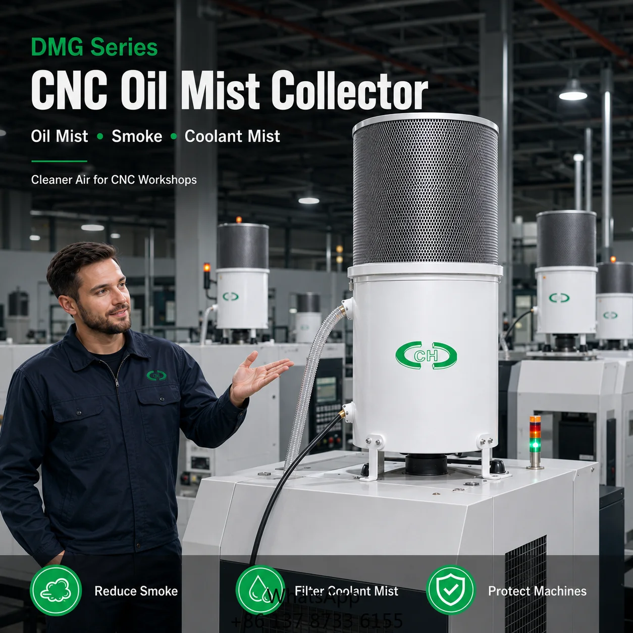 Compact Lightweight Oil Mist Purifier Suitable For Emulsion/Cooling Oil Fumes For Grinding