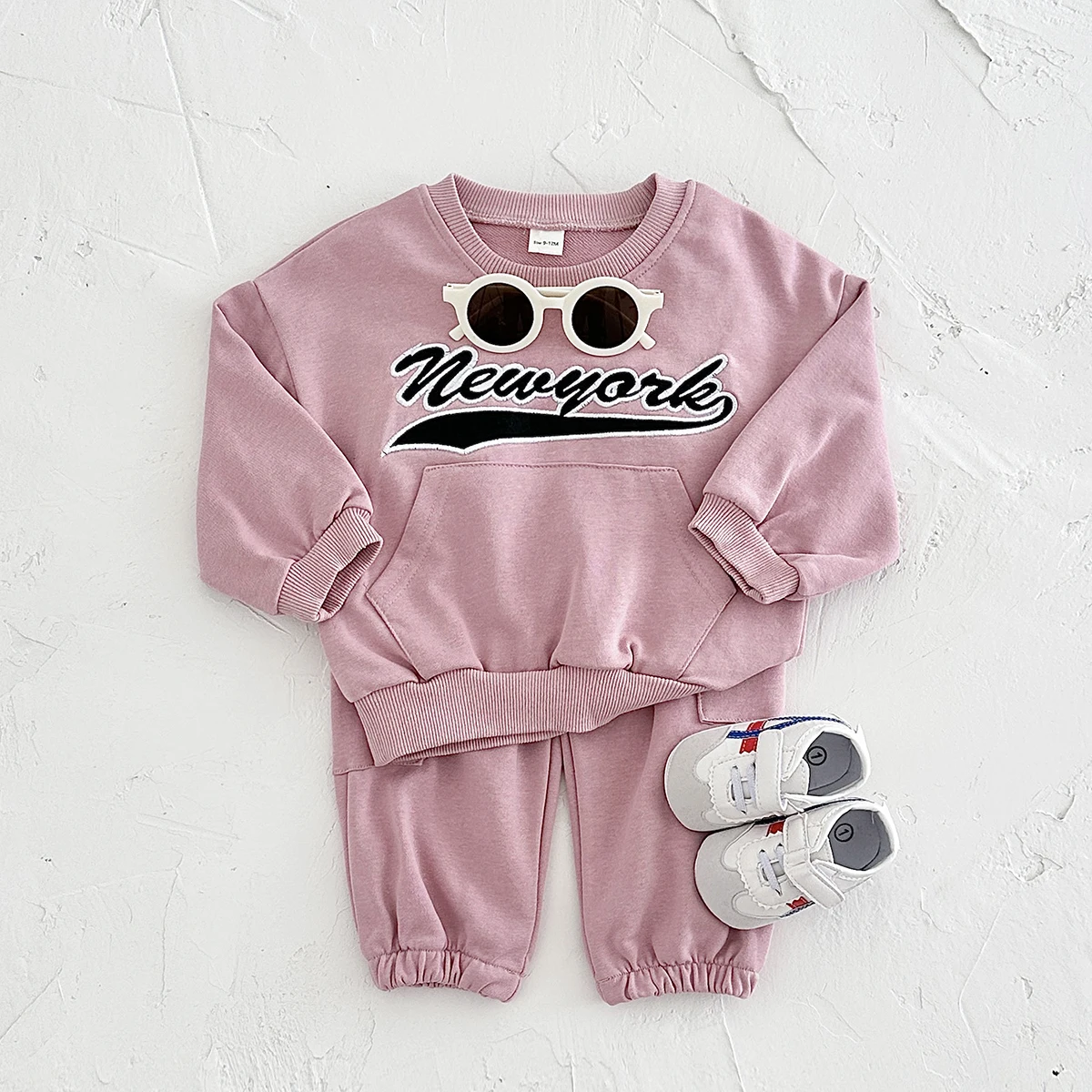 Fall Baby Clothes New York Hooded Sweatshirt+Pants Infant Baby Spring Sports Suit Boys Girls Stylish Warm Cotton Children 1-4Y