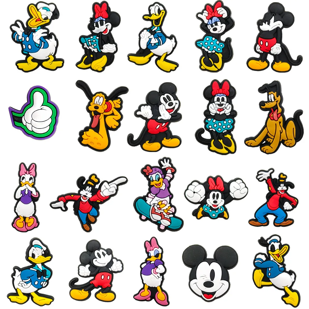 

MINISO New Cute Disney Anime Mickey Minnie Shoe Buckle PVC Charm Shoe Accessories DIY Punching Shoes Detachable Shoe Flower