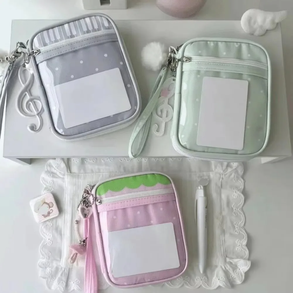 Clear Window Anime Ita Bag Polka Dot Pattern Lanyard Included Transparent Display Pouch Strawberry Print Multifunctional