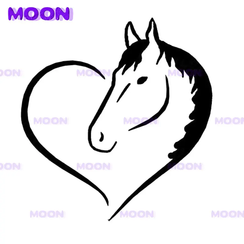 

Love Horse Heart Vinyl Decals Doors Window Car Stickers Car Decorations Car Styling Black Silver