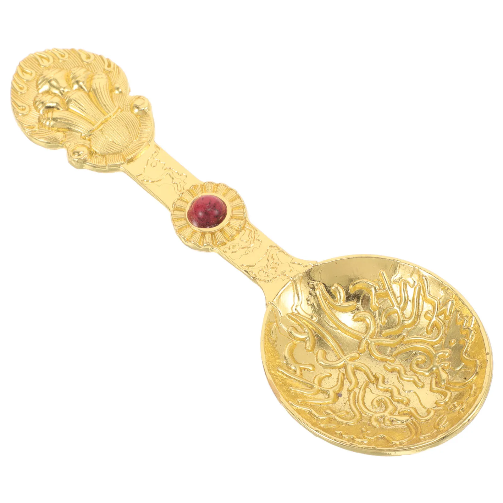 

Round Camping Spoons Gold Vintage Tibetan Butter Spoon Multifunction Outdoor Kitchen Use Durable Ergonomic Design Retro Coffee