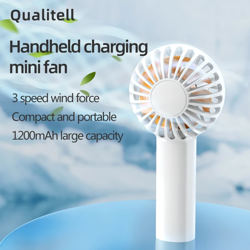 Qualitell Handheld Mini Fan Portable Small 3 Speed Wind Low Noise 1200mAh Large Capacity Type-c Rechargeable Only About 86g