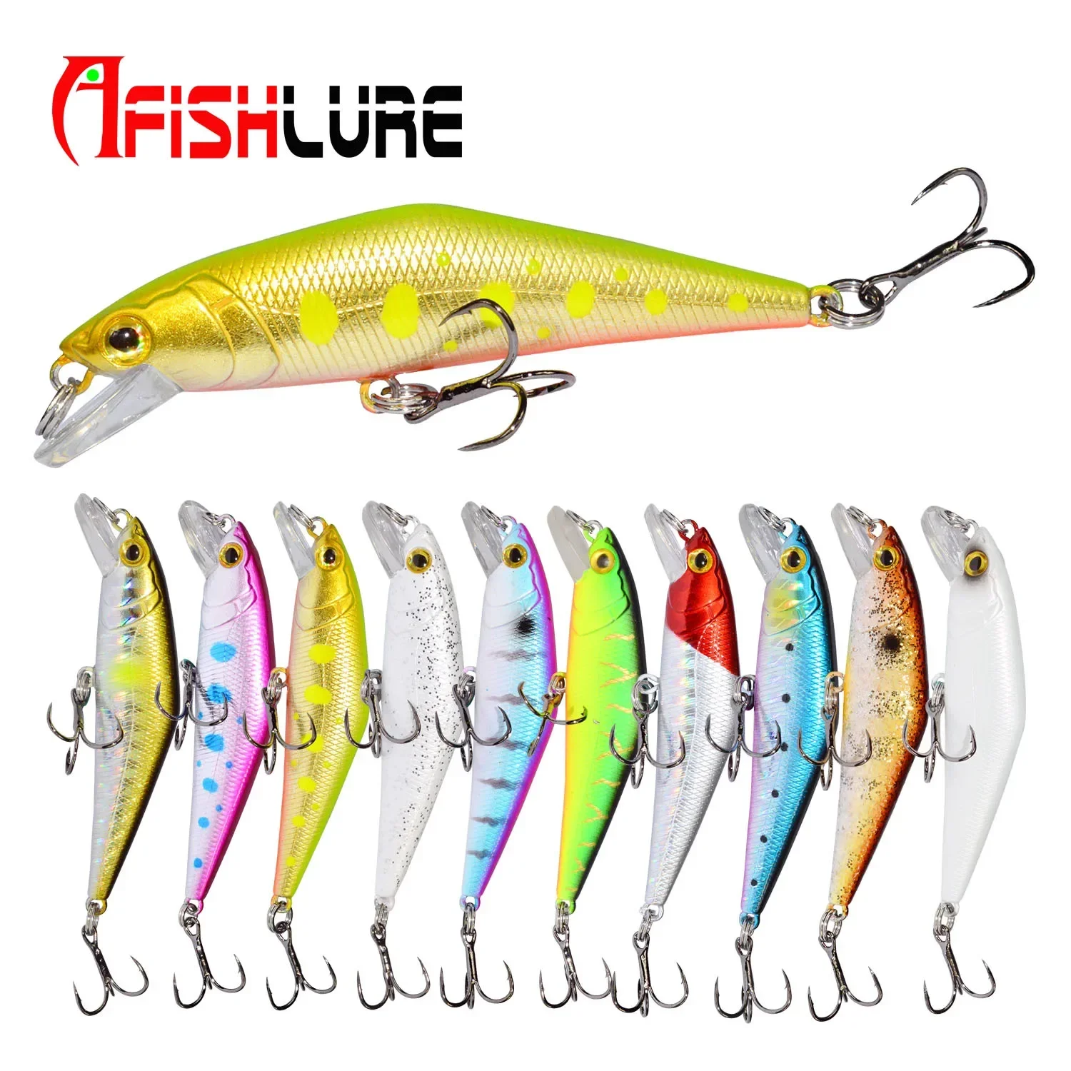 Afishlure 66mm/8g D Contact Minnow Lures Sinking Hard Baits Iscas Artificial Pesca Leurre Dur Peche Lure Fishing ABS Hard Lure