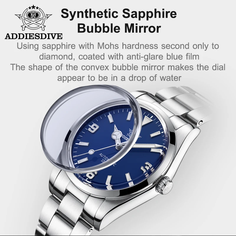 ADDIESDIVE AD2112 Men Watch Sapphire Crystal 10Bar Waterproof NH35 Automatic Mechanical Watches Relogios Masculino