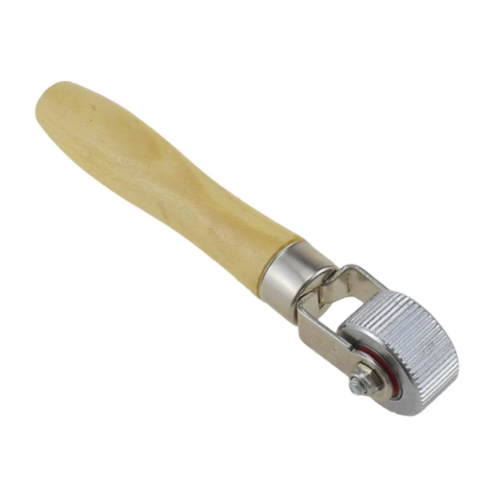 Car Tire Patch Roller Durable Metal Wheel with Wooden Handle Puncture Compaction Tool for Garage