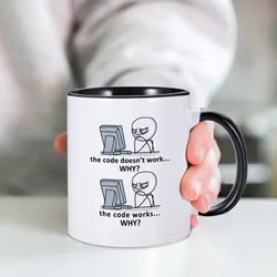 The Code Doesn't Work WHY? Mug Funny Software Engineer Mugs for Programmer Computer Coding Gift Coffee Cup for Dad Husband Men