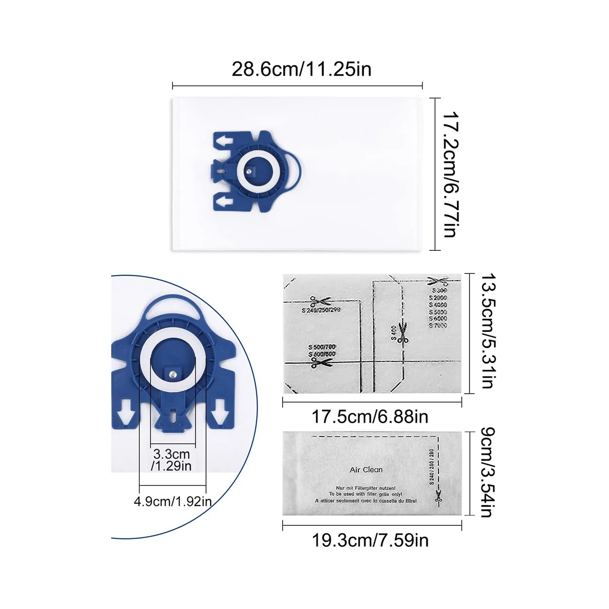 أكياس مكنسة كهربائية ، GN ، كلاسيك ، C1 ، C2 ، C3 ، S2 ، S5 ، S8 ، S227 ، S240 ، S270 ، S280 Series ، C1 كاملة
