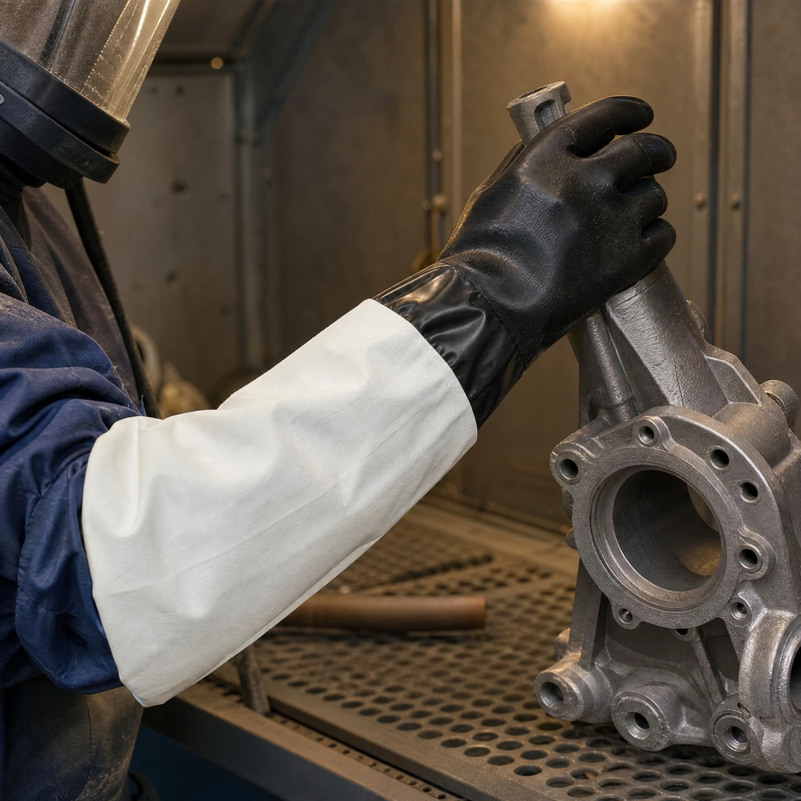 Extended Safeguarding Sandblasting Glove Industrial-Grade Sandblasting Glove with Canvas Sleeve