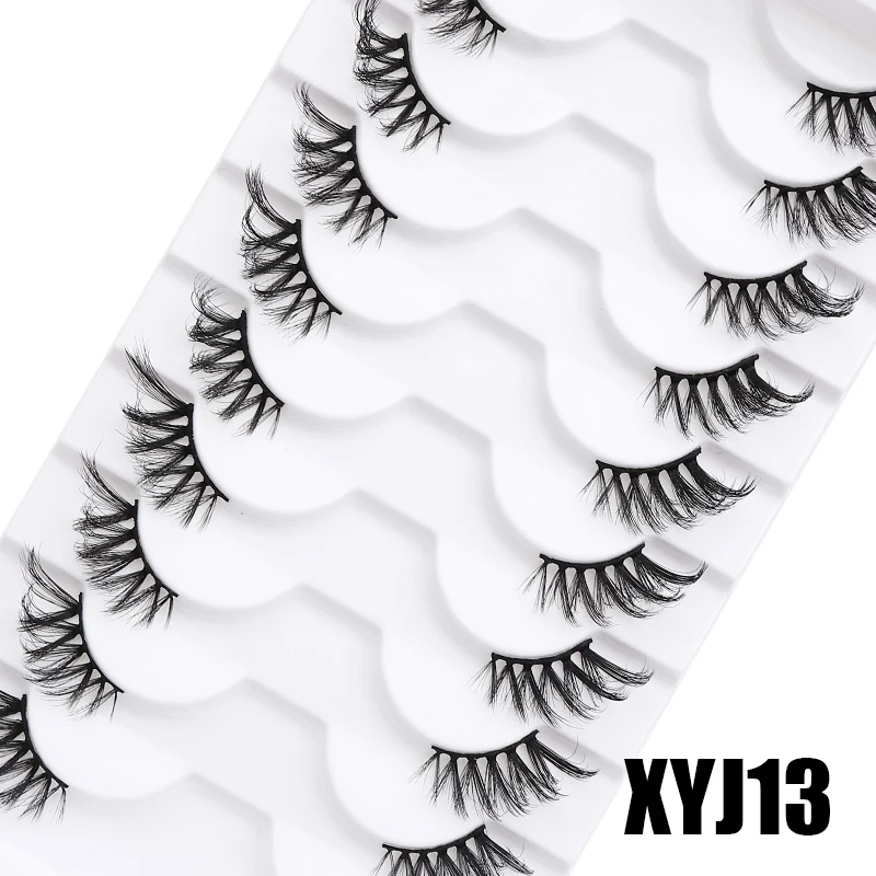 DINGSEN 10 Paar Natürliche Wimpern Halblange Katzenaugen-Wimpern 3D Kunstnerz Flauschige Wimpern Flügelige Falsche Wimpern – Detail 20