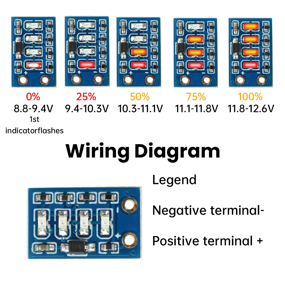 1S 2S 3S عرض مستوى البطارية وحدة مؤشر الطاقة LED الصغيرة لبطارية ليثيوم تيار مستمر 3-4.2 فولت 5.8-8.4 فولت 8.8-12.6 فولت