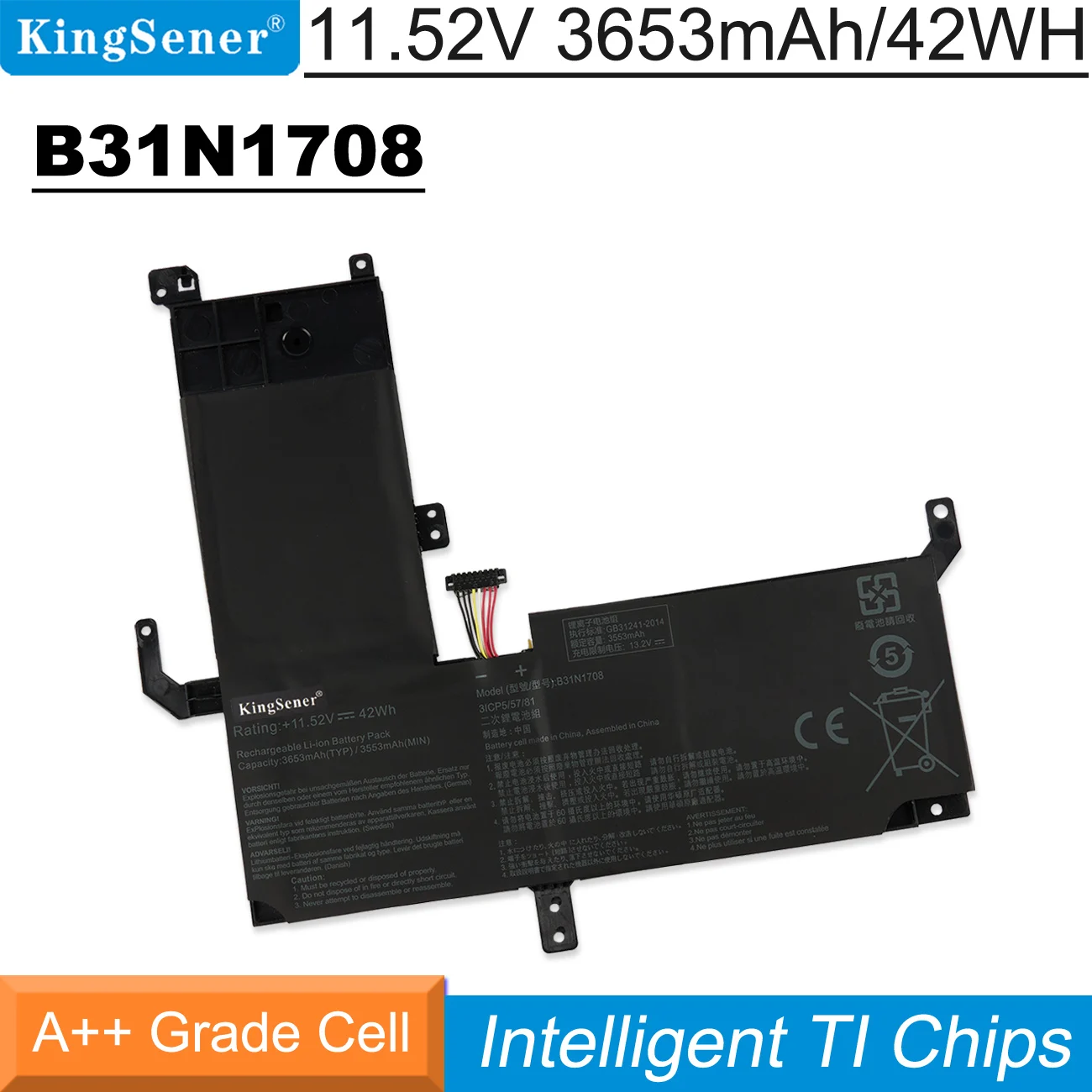 KingSener 노트북 배터리, ASUS VivoBook Flip TP510 TP510UA TP510UF TP510UQ TP510UA-1A TP510UF-1A TP510UQ 시리즈용, B31N1708