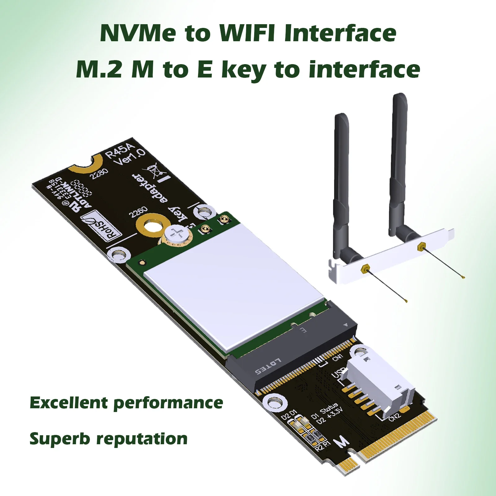 

Custom ADTLINK M.2 M/E Key Solid State Interface Adapter Card INTEL AX210 Wireless Bluetooth Wifi Network Card