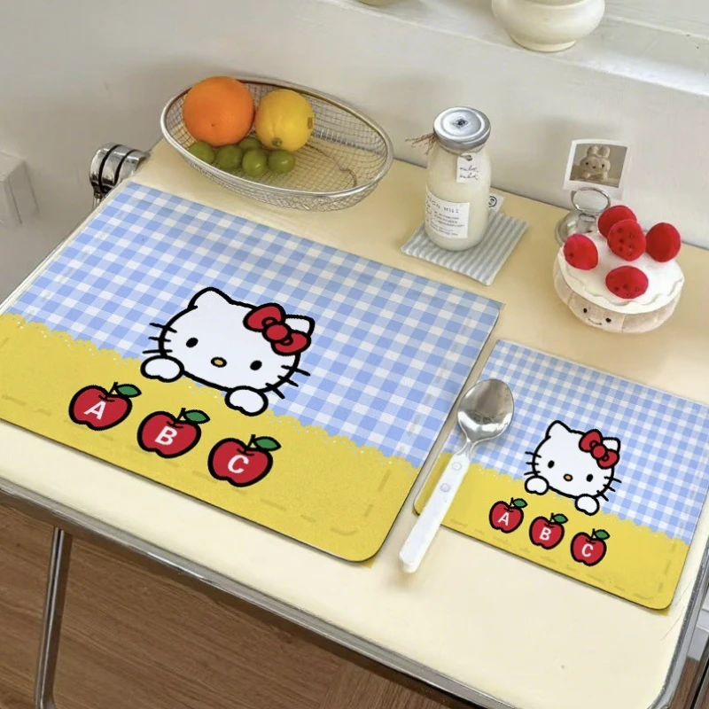

The New Cute Kt Pattern Absorbent Pad Kitchen Countertop Drain Pad Quick-drying Dirt-resistant and Wear-resistant Coaster