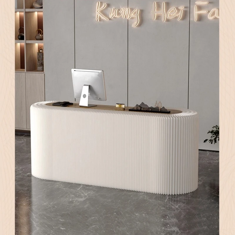 Modern Mostrador De Tienda Furniture Design Decor Front Desk Reception Counter Checkout U Shape Oval Reception Desks White home