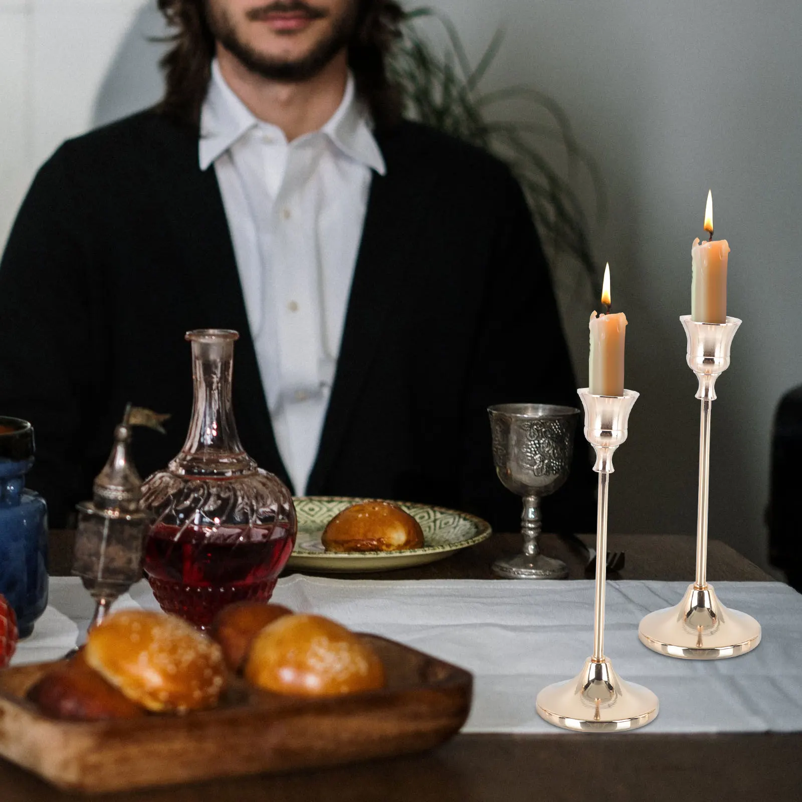 

3Pcs Iron Holders Retro Stands Decorative Metal Candlestick for Home Office Coffee Shop Bar Retro Candlestick