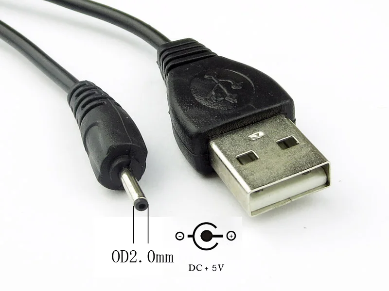 Cabo 80cm Porta USB para DC 2.0 2.5 3.5 4.0 5.5mm 5V DC Barrel Jack Cabo de alimentação Conector Preto Para LED lâmpada ou outro equipamento