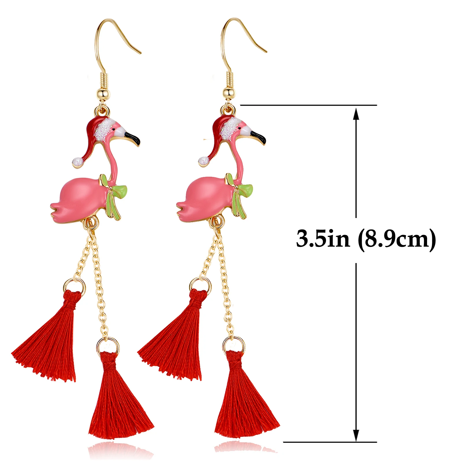 2024 New Design Christmas Flamingo Hat Drop Earrings for Women Fashion Jewelry Dangle Earrings Xmas Gift