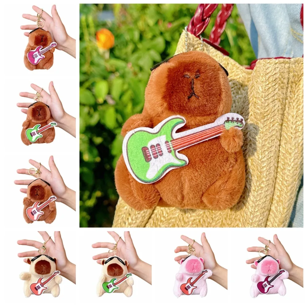 Plush Doll Guitar Capybara Plush Pendant Creative Cute Plush Capybara Keychain Funny Keyring Rock Capybara Plushie Doll