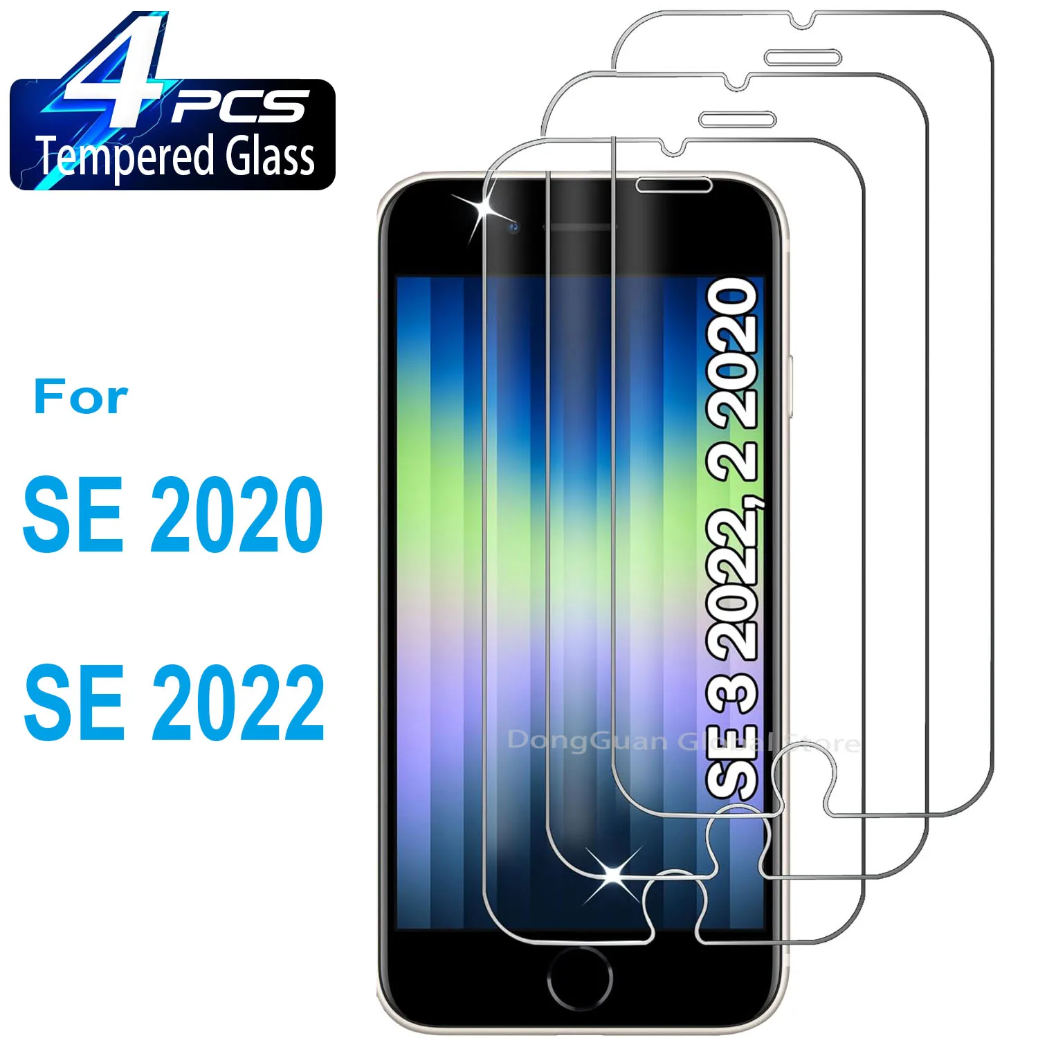 2/3/4 Stück gehärtetes Glas für iPhone SE 2020 2022, gehärtetes Glas, Displayschutzfolie