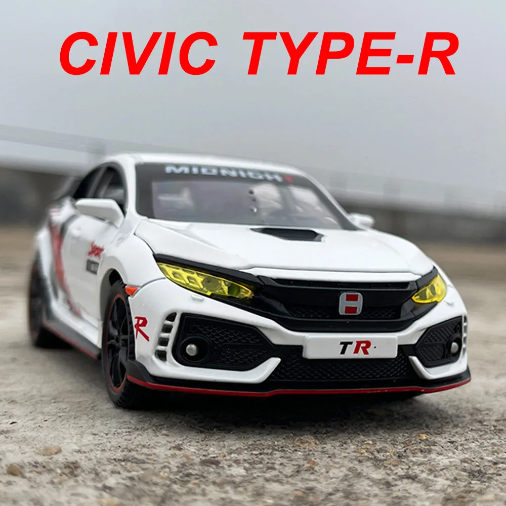 

1/32 Honda CIVIC TYPE-R Accord, модель автомобиля, игрушка, литой под давлением сплав, автомобиль, 6 дверей, открытый звук, свет, металлический корпус, игрушка, подарок для детей