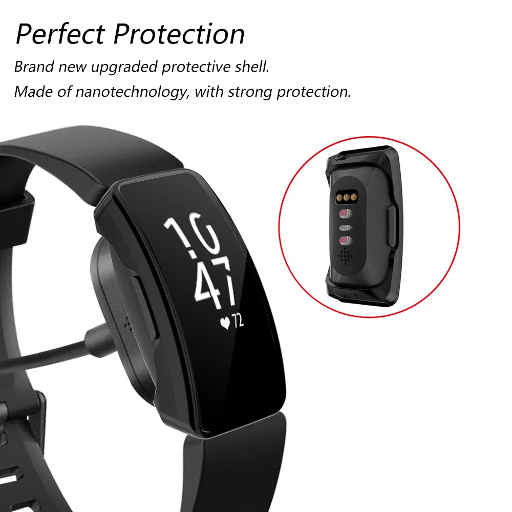 Screen Protector Case for Fitbit Inspire HR Band Ultra Slim Soft TPU Watch Cover for Fitbit Inspire Protective Bumper Shell