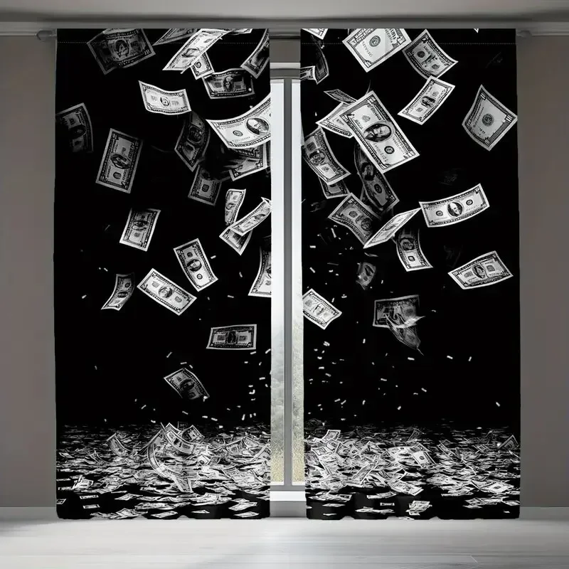 ستائر مطبوعة نقدية للأوراق النقدية الأمريكية، ستائر حقيبة عمود المصباح 42*84، غرفة المعيشة في غرفة النوم، ديكور المنزل، ديكور الغرفة