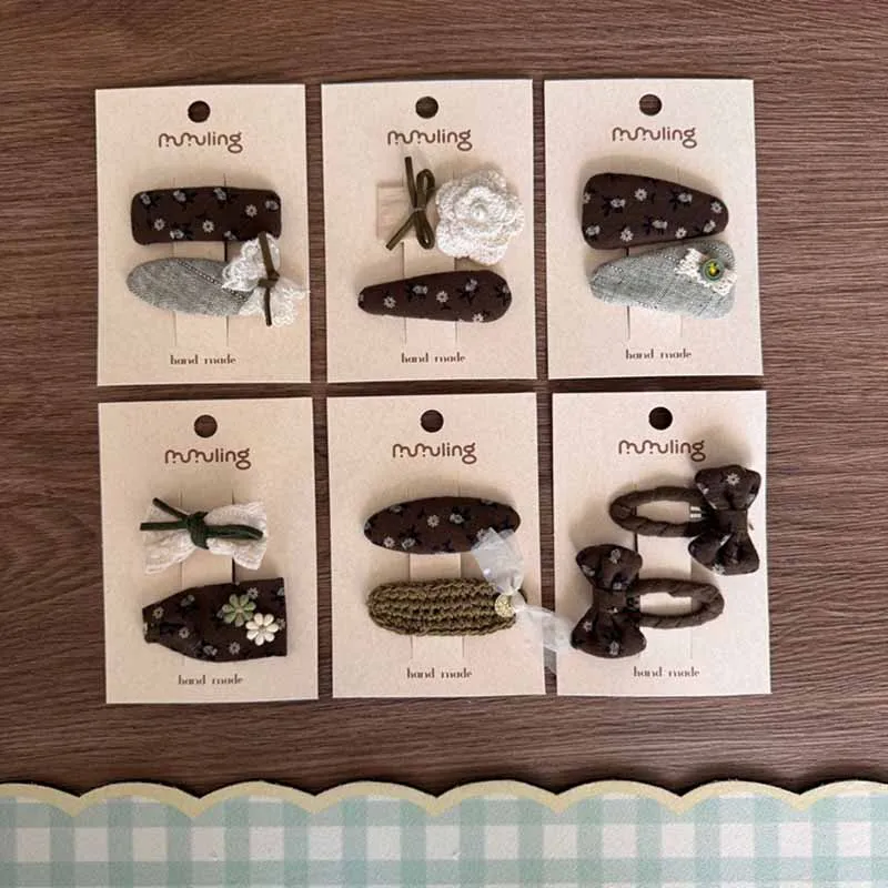 

Новые мятно-зеленые детские заколки для волос, милые тканевые цветы, кружевной вязаный бант, BB-заколки, аксессуары для волос для девочек