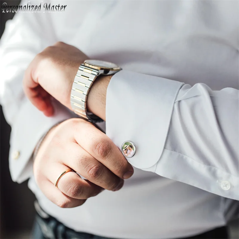 Gemelli personalizzati per foto personalizzati Master incide immagini camicia da smoking classica gemelli da uomo camicie da lavoro da sposa regalo