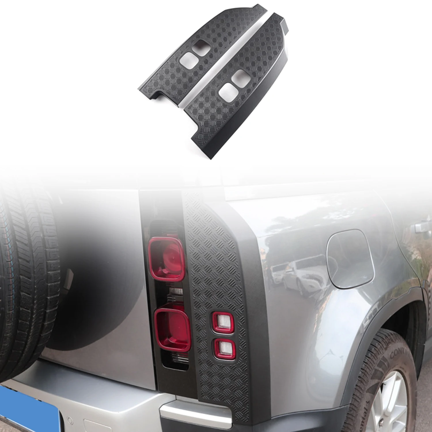 

Fit for Land Rover Defender 90 110 2020-2024 Rear Tail Light Side Protector Cover Guard Plate 2pcs Matte Black