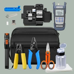 Fiber Optic Tool Kit with Optical Power Meter, VFL 10mW Cleaver SKL-6C/AUA X2 VCFS-3 Fiber Stripper, FTTH Tool Kits, 70-+10db