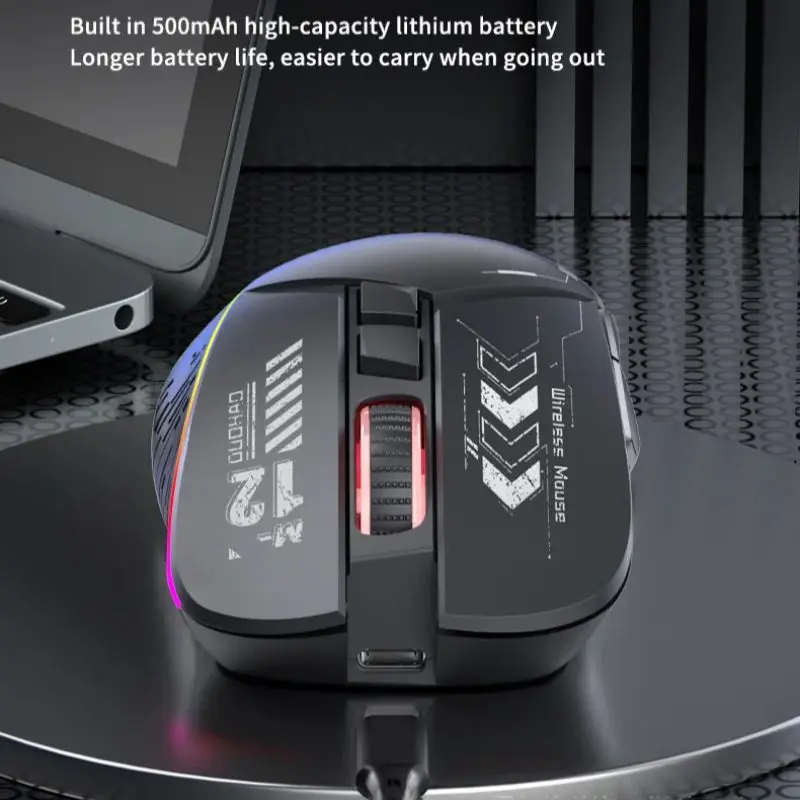 ماوس لاسلكي قابل لإعادة الشحن 2.4G وبلوتوث وضع مزدوج RGB ضوء التنفس 1600 ديسيبل متوحد الخواص بيئة العمل كتم ماوس الألعاب لأجهزة الكمبيوتر المحمول #3