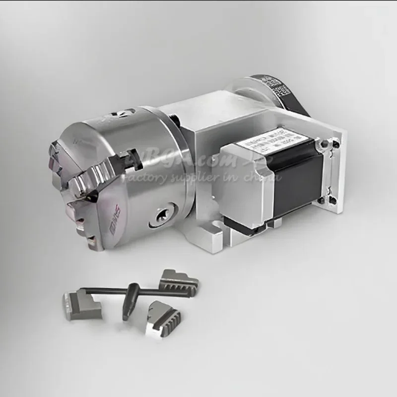 K5M-6-80A CNC Rotary A-axis with Chuck 80mm 3/4 Jaws Indexing Head for CNC Router Milling Machine 57mm Nema23 Motor 6:1