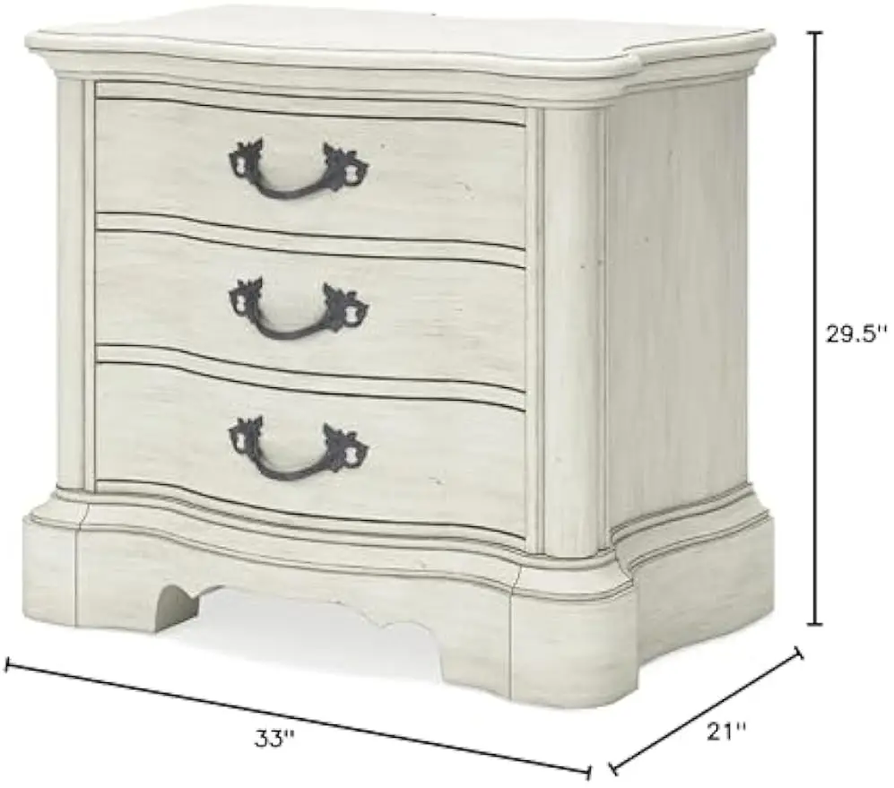 منضدة Ashley Classic ذات 3 أدراج مع مصدر طاقة ومنافذ USB، بطول 29.5 بوصة، باللون الأبيض