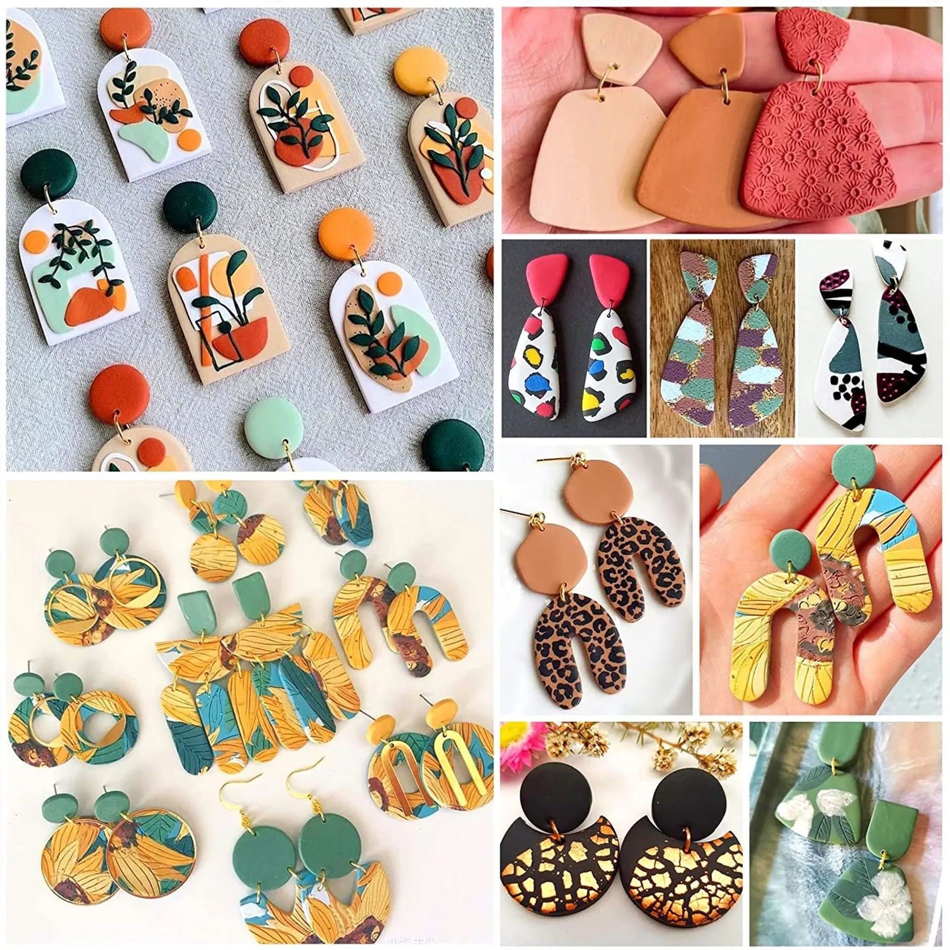 18Pcs Set Polymer Clay Earring Cutter Drop Dangle Clay Cutter Geometric Shape Clay Pendant Polymer Clay Tool Cookie Cutter