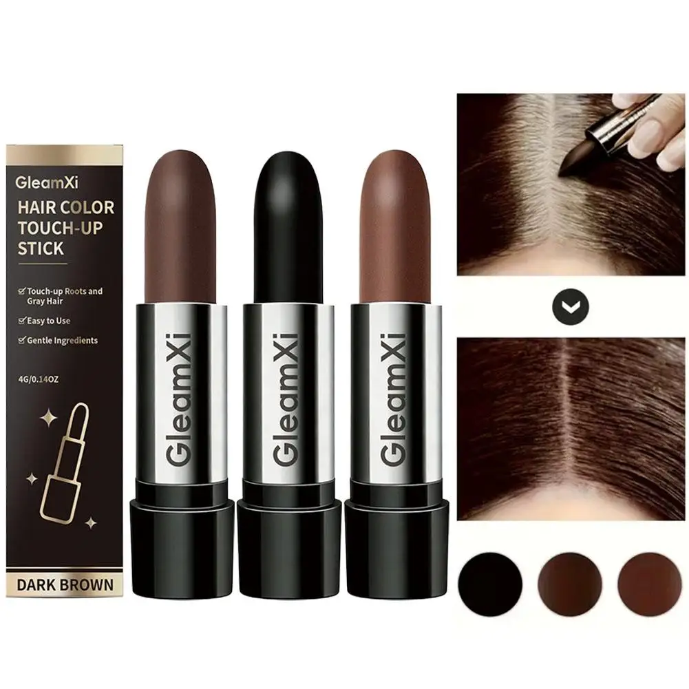 

Temporary Hair Coloring Covered Stick Black Brown Hairs Hairline Disposable Lipstick Hair Dye Stick Natural Finish