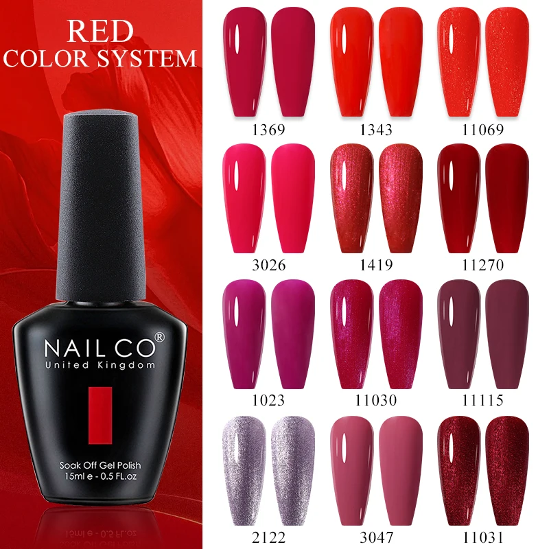 NAILCO 레드 젤 네일 광택제, 반영구 소크 오프 UV 젤 바니시, 네일 아트 매니큐어, 홈 살롱용 매트 탑 코트, 와인 퍼플