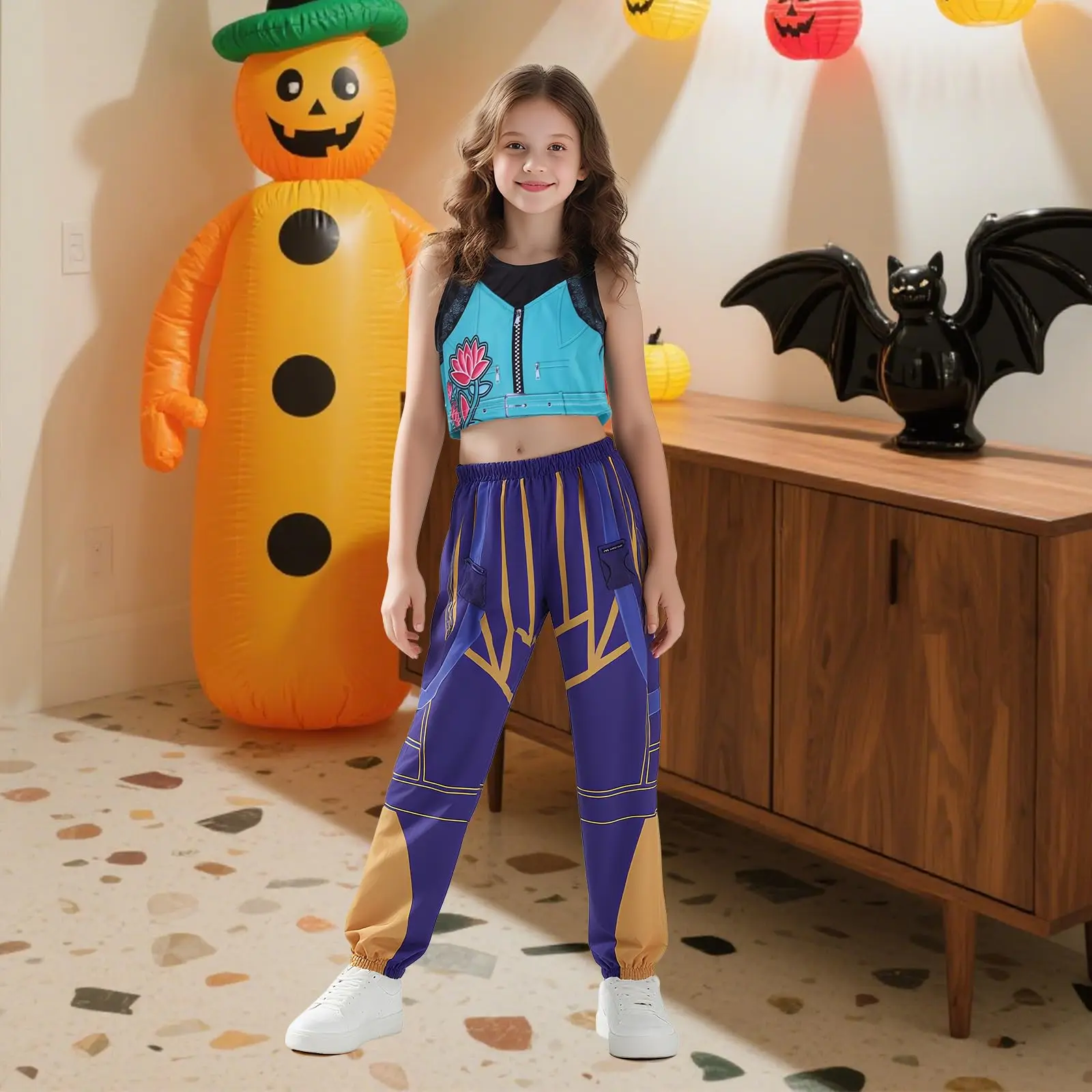 Girls Pop Singer Costume Halloween K-Pop Demon Costume Singer Hunter Outfit Halloween Cosplay Props 3-14 Years